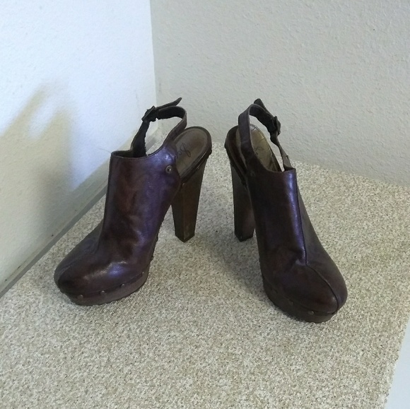 Sam Edelman Fritz Brown Leather Sling Back Shoes - Picture 2 of 7